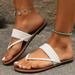 Flip-flops Women's Casual Simple Woven Flat Slippers Large Size Solid Color Beach Slippers_vogvips.com