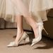 Women's Shoes satin stiletto bow rhinestone white high heels women's shoes wedding banquet wedding shoes bridesmaid shoes_vogvips.com