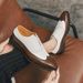 Leather business formal wear double color matching brogue carved pointed toe lace-up men's leather shoes_vogvips.com