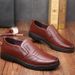 Euro Step Leather 2025 New Business Casual Korean Style Trendy British Versatile Slip-On Black Men's Shoes_vogvips.com