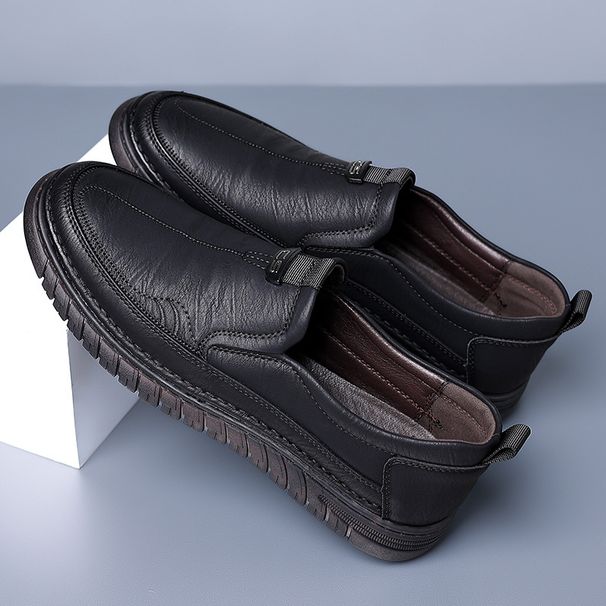 Large Size Soft Leather Men's Cowhide Sole Versatile Slip-On Casual Summer Breathable Driving Shoes_vogvips.com