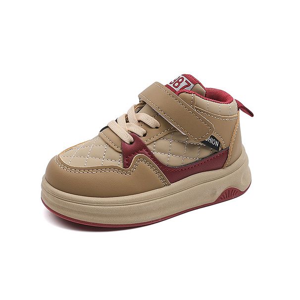 Spring New Children's Sports Shoes Sneakers Solid Bottom Boys Basketball Shoes High Top Girls Velcro Bread Shoes_vogvips.com