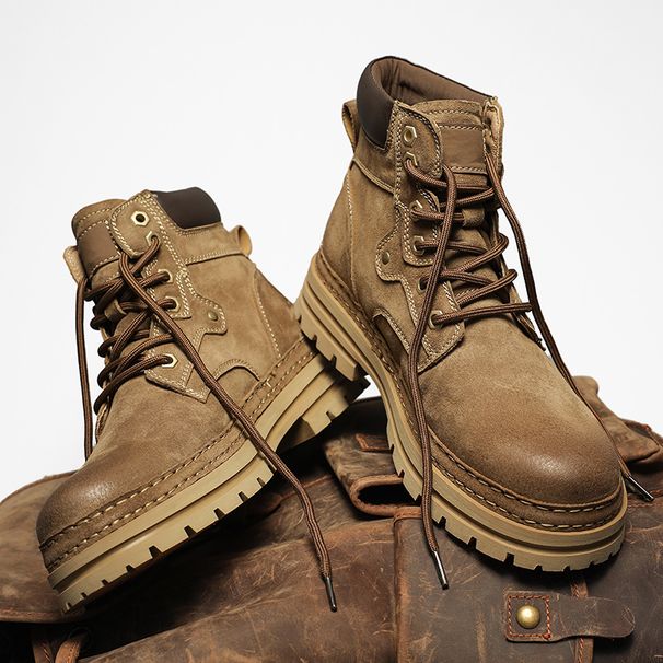 European Warm Series Men's Martin Winter British Style American Brown Leather With Fleece Cotton Shoes Workwear Large Toe Boots_vogvips.com