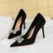 18249-K51 Banquet Thin Ultra High Heels Shallow Mouth Pointed Silk Water Diamond Bow Single Shoes_vogvips.com