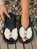 White Elegant Love Heart Bow Women's Sandals Beach Walk Vacation Shop Versatile Leisure Soft Sole Comfortable Flat Heel Slipper_vogvips.com