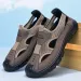 Men's Summer Breathable Mesh Sandals Water Outdoor Casual Beach Slip-On Comfortable PU Bottom Grid Lined Shoes_vogvips.com