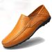ct Suitable For All Seasons Men's Leather Casual Driving Shoes Soft Sole Korean Style Trendy Slip-On Loafers_vogvips.com