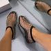 Women's Round Toe Sandals With Diamond Short Boots, Summer Sexy Large Size Flat Bottom Hollow Sandals For Women_vogvips.com