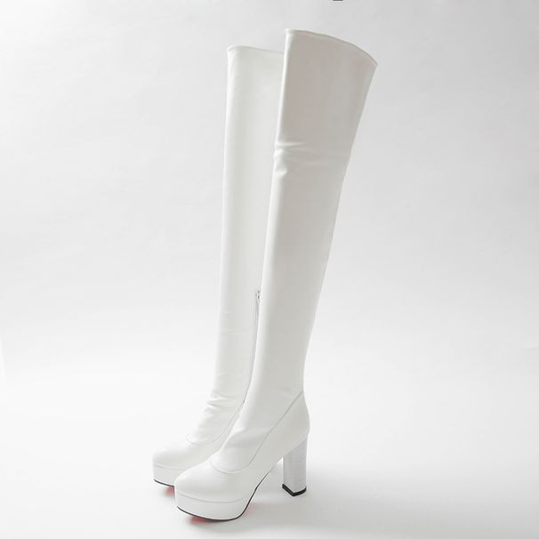 31-44 Size Spring Women's Waterproof Platform Thick High Heel Over-the-Knee Long Boots G891_vogvips.com