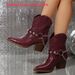 2025 Cross-Border Trade European And American High Women's Leather Large Size Pointed Toe Belt Buckle Slip-On Chunky_vogvips.com