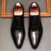 New British Three-joint Leather Shoes Men's Cowhide Pointed Toe Lace-up Business Dress Shoes Trendy Men's Slim-fit Handsome Men's Shoes Black_vogvips.com