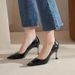 31-44 New Anti-collision Pointed Patent Leather High Heels Shallow Mouth Small Square Heel Versatile_vogvips.com