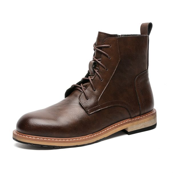 Vintage Martin Boots Tooling Boots High-top Leather Shoes Men's Boots Thick-soled Heightening Casual Boots_vogvips.com