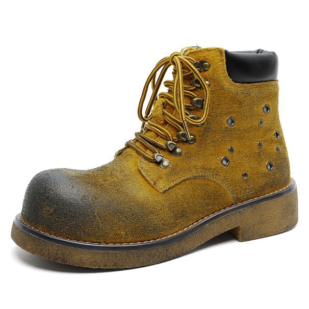 Retro Platform Men's Shoes Martin Boots Casual Tooling Boots Rhubarb Boots_vogvips.com