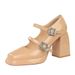 1868-K95 Wind Thick Heel Waterproof Platform Shallow Mouth Square Head Straight Line With Water Diamond Buckle Single_vogvips.com