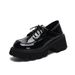 Plus Size Women's 41-43 Small Leather Shoes Women Spring Autumn Thick Sole Loafers 2024 Black High Chunky Heel Trendy_vogvips.com