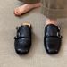 Vintage-Inspired Slip-On Brogue Shoes For Women – Genuine Leather Upper, Rubber Sole, Classic Black & Brown, Comfortable & Stylish_vogvips.com