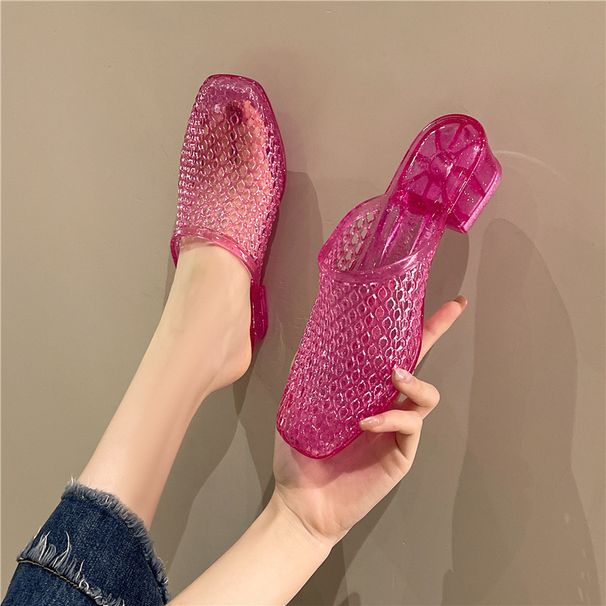 Baotou Women's Summer Non-Slip Wedge Casual Crystal Transparent Lazy Half Slippers For Outdoor And Indoor Use_vogvips.com