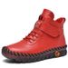 Winter Plush Lined Warm Martin Boots For Women, British Style Fashion Versatile Velcro Casual High-top Cotton Boots,_vogvips.com