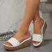 Summer New White Wedge Slippers For Women, One-Strap Thick-Soled Platform , Outdoor Height-Increasing Waterproof Platform_vogvips.com
