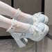 shoes, Lolita High Heels, Waterproof Mary Jane, Cute And Sweet, Girly, With Bows, Other Cat Heel Styles Available For_vogvips.com