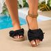 Summer Bowknot Women's Sandals, Flat-soled Faux Straw Slippers For Outdoor Wear, Niche Beach Casual Sandals_vogvips.com