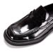 British Style Casual Loafers For Men Genuine Leather Handmade Shiny Round Toe Thick Sole Slip-On Business Shoes_vogvips.com