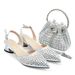 Plus-size pointed women's shoes back empty plated heel + Rhinestone bucket handbag_vogvips.com