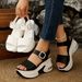 Women's Summer Wedge Sandals, Sports Sandals, Plus Size, Thick Sole, New Style, Platform Rhinestone Roman Sandals, Size 43_vogvips.com