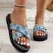 Sandals Casual Comfort Cross Denim Check Simple Woman_vogvips.com