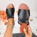 Woven Fish-mouth Slippers For Women In A Solid Color Wearing One-line Beach Slippers_vogvips.com