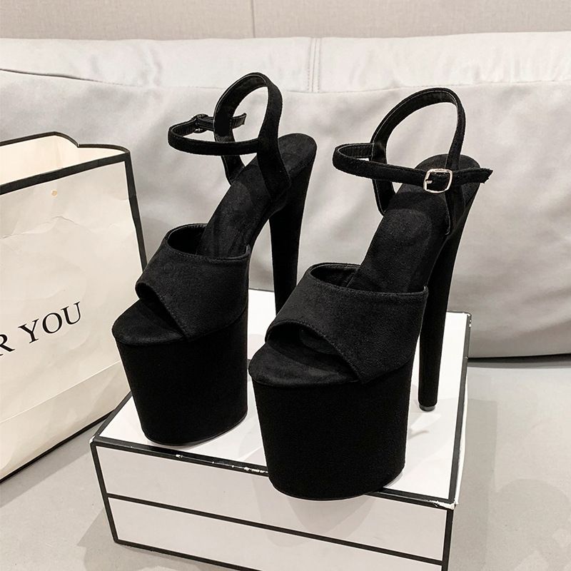 Round Toe Waterproof Platform Fashion New Thin Heel Super High Heel Casual Velvet Fashion Sandals Women's Flats_vogvips.com