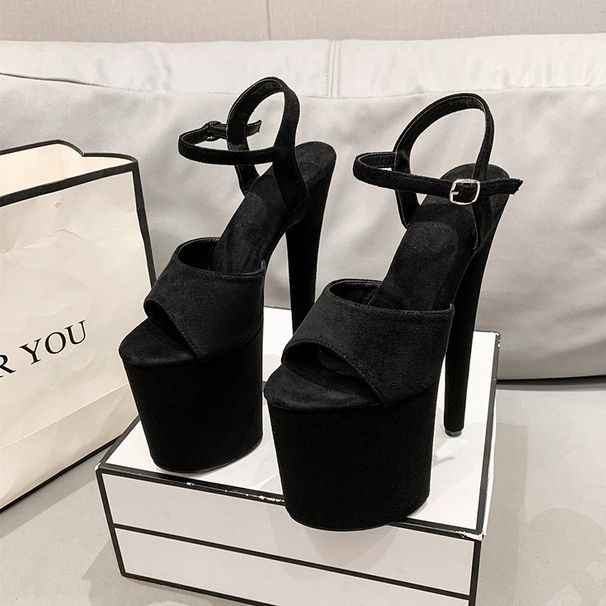 Round Toe Waterproof Platform Fashion New Thin Heel Super High Heel Casual Velvet Fashion Sandals Women's Flats_vogvips.com