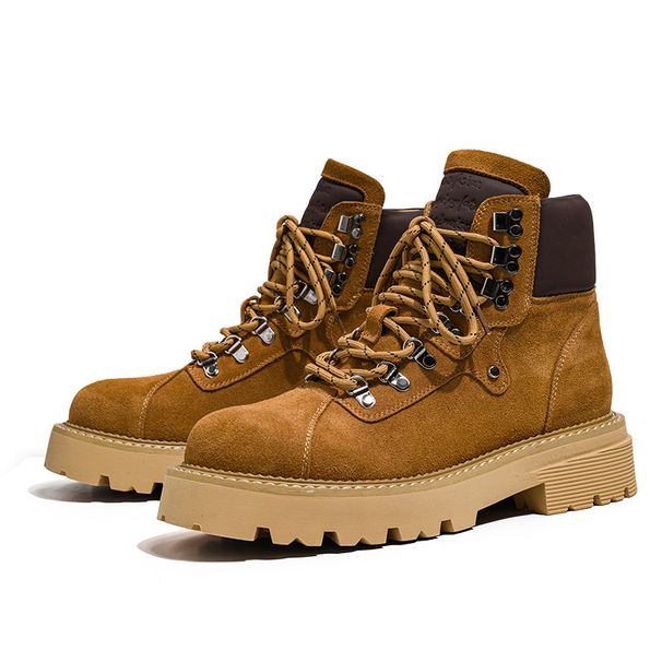 Cowhide Outdoor Tooling Boots Retro American Medium Tube Seven-hole Martin Boots Couple Thick-soled Heightening Desert Men_vogvips.com