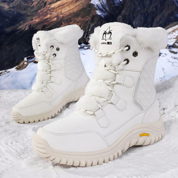 Fleece-Lined Snow Boots Waterproof Thickened Ski Winter Warm Cross-Border Hot-Selling Women's Fashion Versatile New_vogvips.com