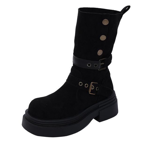 Yueyu Thick-Soled Versatile British Style Height-Increasing Martin For Women 2025 New Autumn Winter Slimming Short Boots_vogvips.com