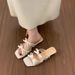 French Chic Polka Dot Bow Low Heel Sandals - New Summer Collection, Soft & Ethereal Open-toe Slides_vogvips.com