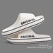 Feslishoet Women Letter Slippers Beach Slides Solid Color Mens Thick Sole Indoor Bathroom Anti Slip Shoes Summer Couple_vogvips.com