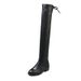 Over-the-Knee For 2020 Autumn Winter New Slimming Long Fleece-Lined Flat Elastic Leather Boots Women_vogvips.com