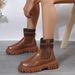 Thick For Women Size, Warm Knit, Thick Soled Martin Boots In New Plus Size_vogvips.com