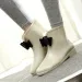 Short-tube Womens Spring And Autumn Rain Knot-bow Low-top Boots White-collar Waterproof Shoes Rubber Overshoes 241111_vogvips.com