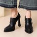 European Style Ankle Deep Mouth Single Shoes For Women Autumn Winter New Side Zipper Square Buckle Pointed High Heel_vogvips.com