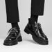 2024 New Korean Style All Black Thick Sole Men's Double Shoelaces Versatile Trendy Niche Casual Leather Shoes_vogvips.com