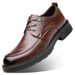Men's Leather Non-Slip British Style Thick Sole Business Casual Round Toe Formal Single Shoes High-End Fashion Luo Meng_vogvips.com