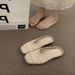 Women's French Style Woven Half Slippers Closed Toe Birken Shoes for Spring Summer 2026 Perfect for Pairing with Skirts Evening Style_vogvips.com