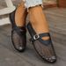 Women's Shoes Hollow Mesh Mary Jane Sandals Women's Pumps Summer Hot Style Round Toe Belt Buckle Flat Heel Single Shoes_vogvips.com