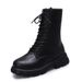 Shoes New Round Head Lace Up Thick Bottom Mid Tube Boots European And American Fashion Motorcycle Boots_vogvips.com