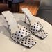 Summer White Polka Dot Square Toe Stiletto Heel Sandals - Women's Outerwear, Fairy Style, Versatile, Elegant High Heel Sandals_vogvips.com