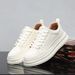 Men's Casual Sneakers Fashion Chunky White Shoes Platform Lace-Up Breathable Comfortable Daily Wear Effortless Versatility_vogvips.com