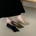 Korean-style Pointed-toe Shallow Single Women, Furry Shoes With Suede Finish, Thin Heels, Gentle Style, Suitable For_vogvips.com